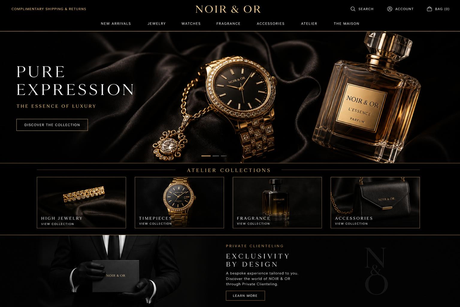 Noir & Or demo website preview