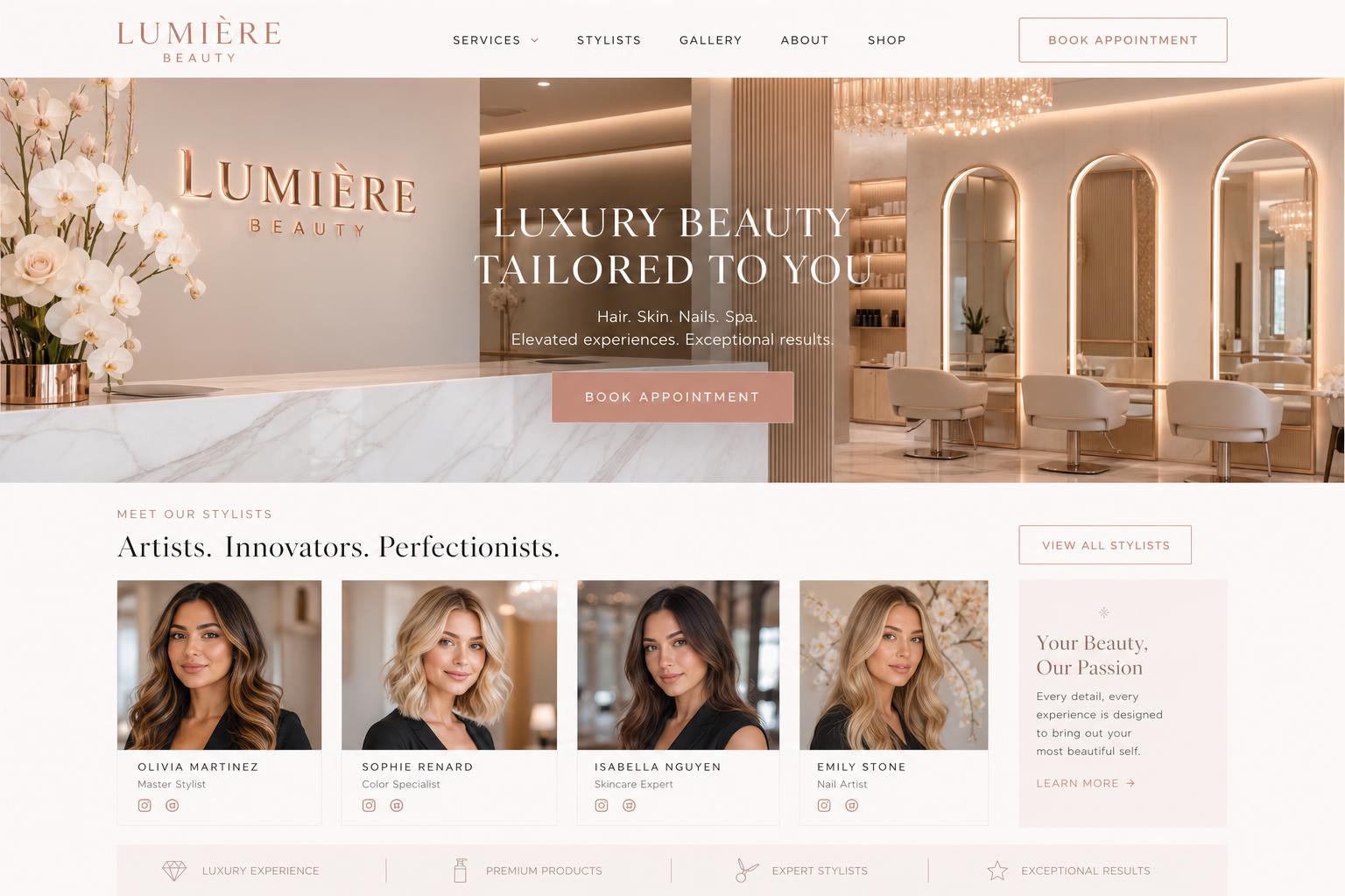 Lumière Beauty demo website preview